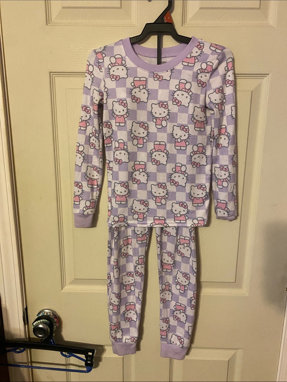 Hello Kitty Lavender and Pink Kids Pajama Set - Long Sleeve Top & Pants
